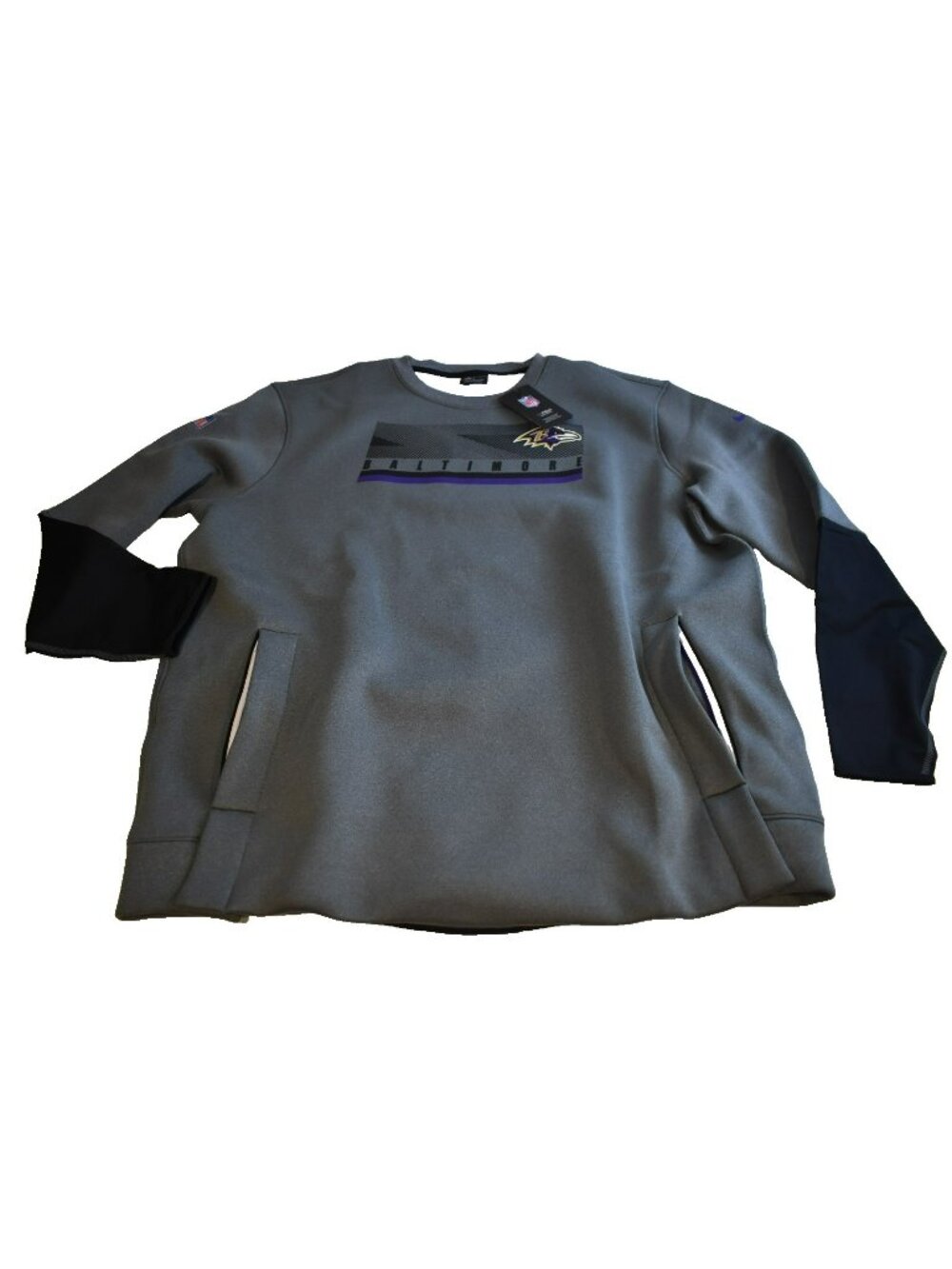 Baltimore Ravens Nike Dri-Fit NFL On Field Apparel 2XL NWT Gray Sweater Pullover